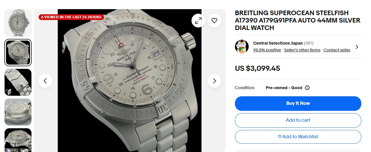 BREITLING SUPEROCEAN STEELFISH A17390 A179G91PFA AUTO 44MM SILVER DIALWATCH