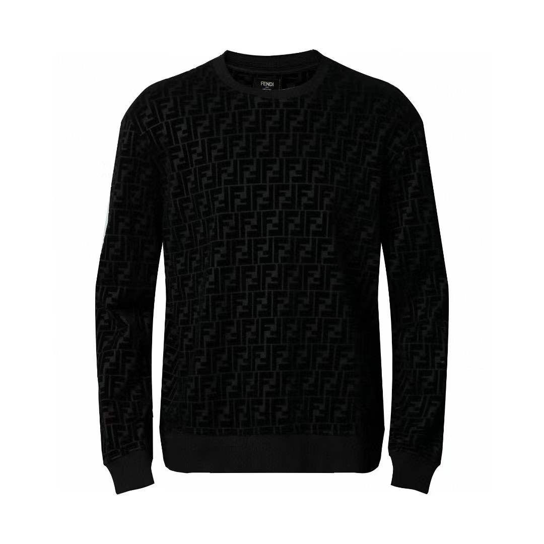 Fendi FF Pattern Crew Neck Sweatshirt Black