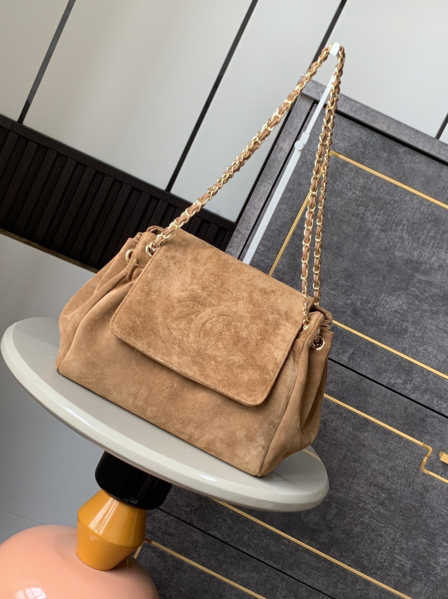 Chanel Coco Mark Chain Shoulder Bag Brown