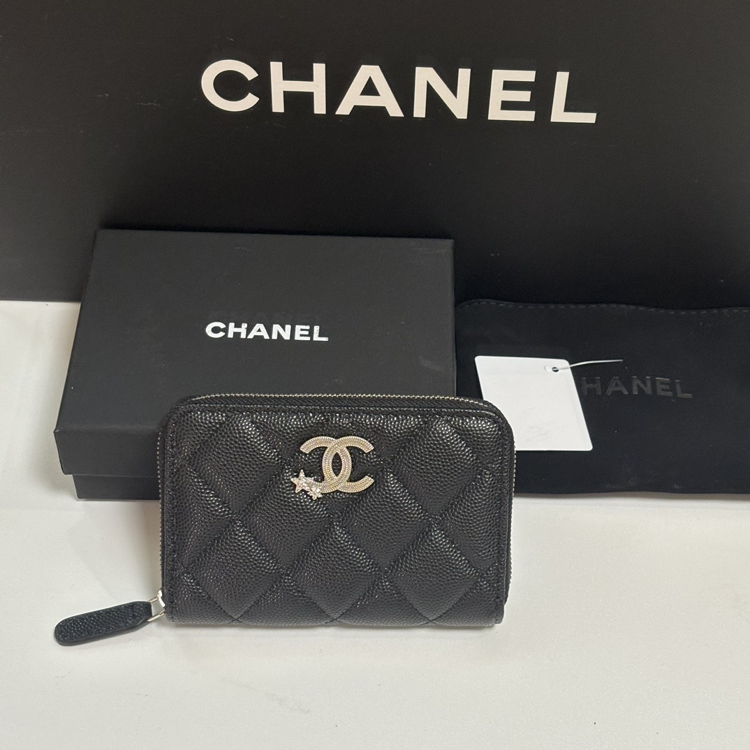 Chanel Zip Card Holder Chanel CC Lambskin Coin Holder Mini Wallet
