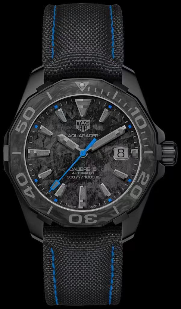 TAG0382C - Aquaracer Caliber 5 41mm PVD/RU C-Blue/Stk TARF SW200 $438 TAG Heuer Aquaracer WBD218B.FC6446