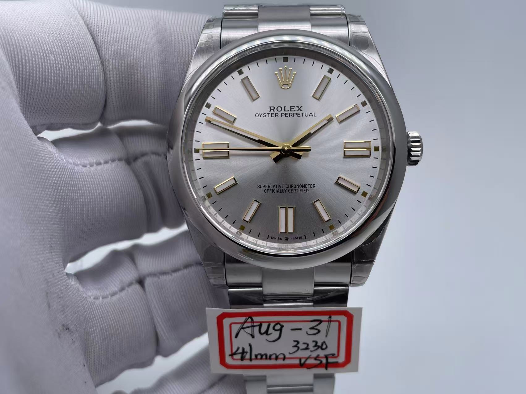 ROYP049A - Oyster Pert 41mm 124300 Oys SS/SS Silv VSF V1 VS3230 $498