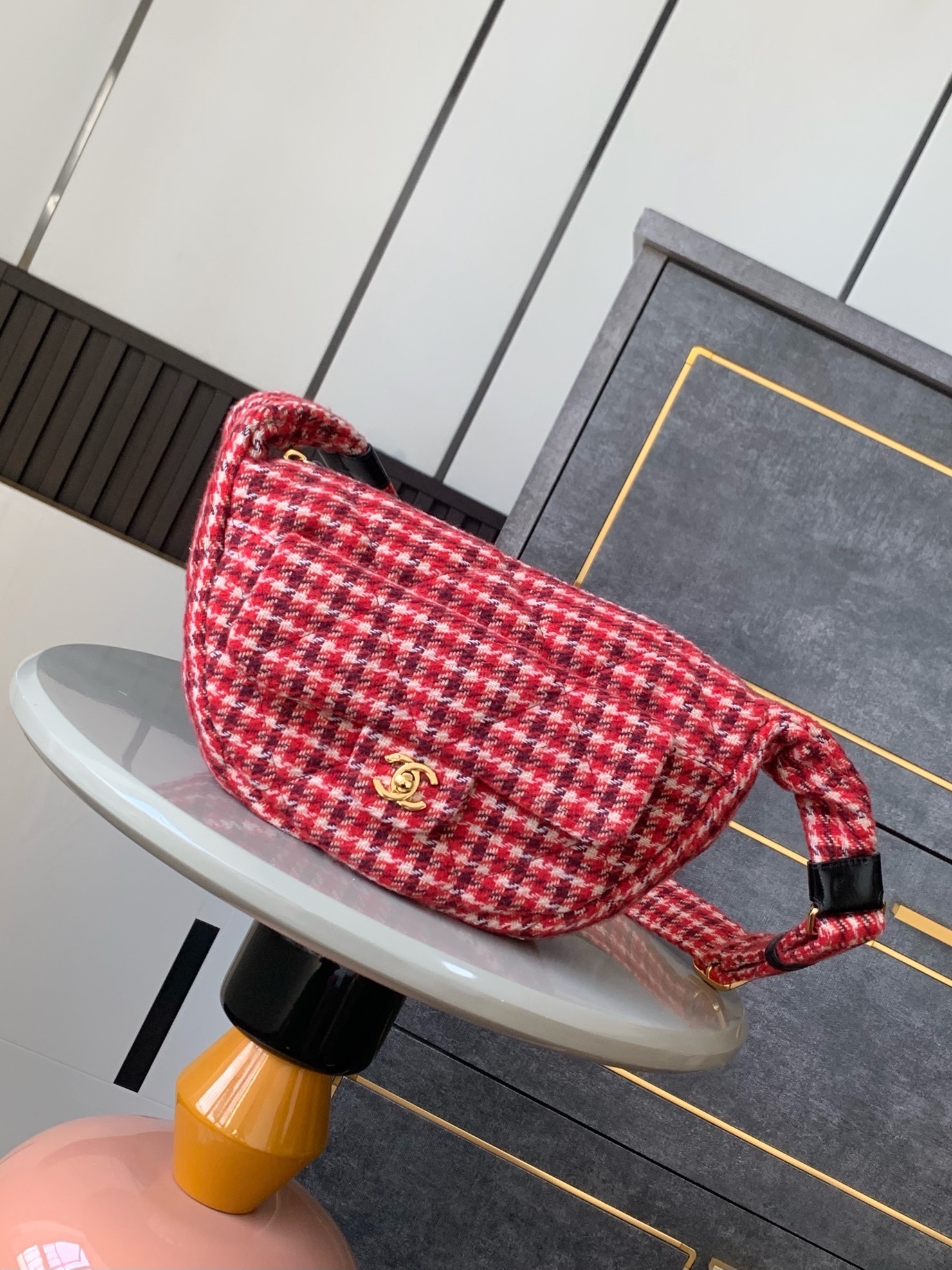 Chanel Red Tweed Hobo Bag