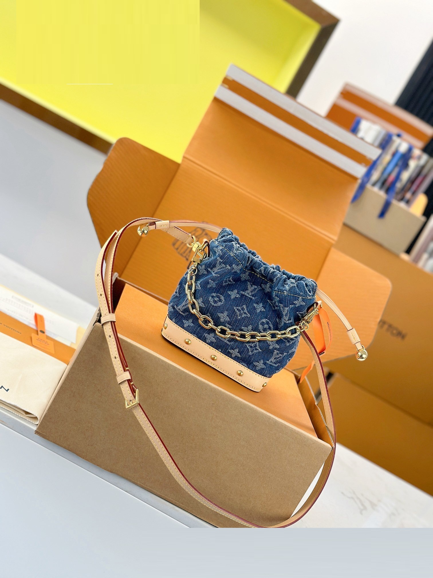 LV Nano Noe Monogram Denim Dupe Bag