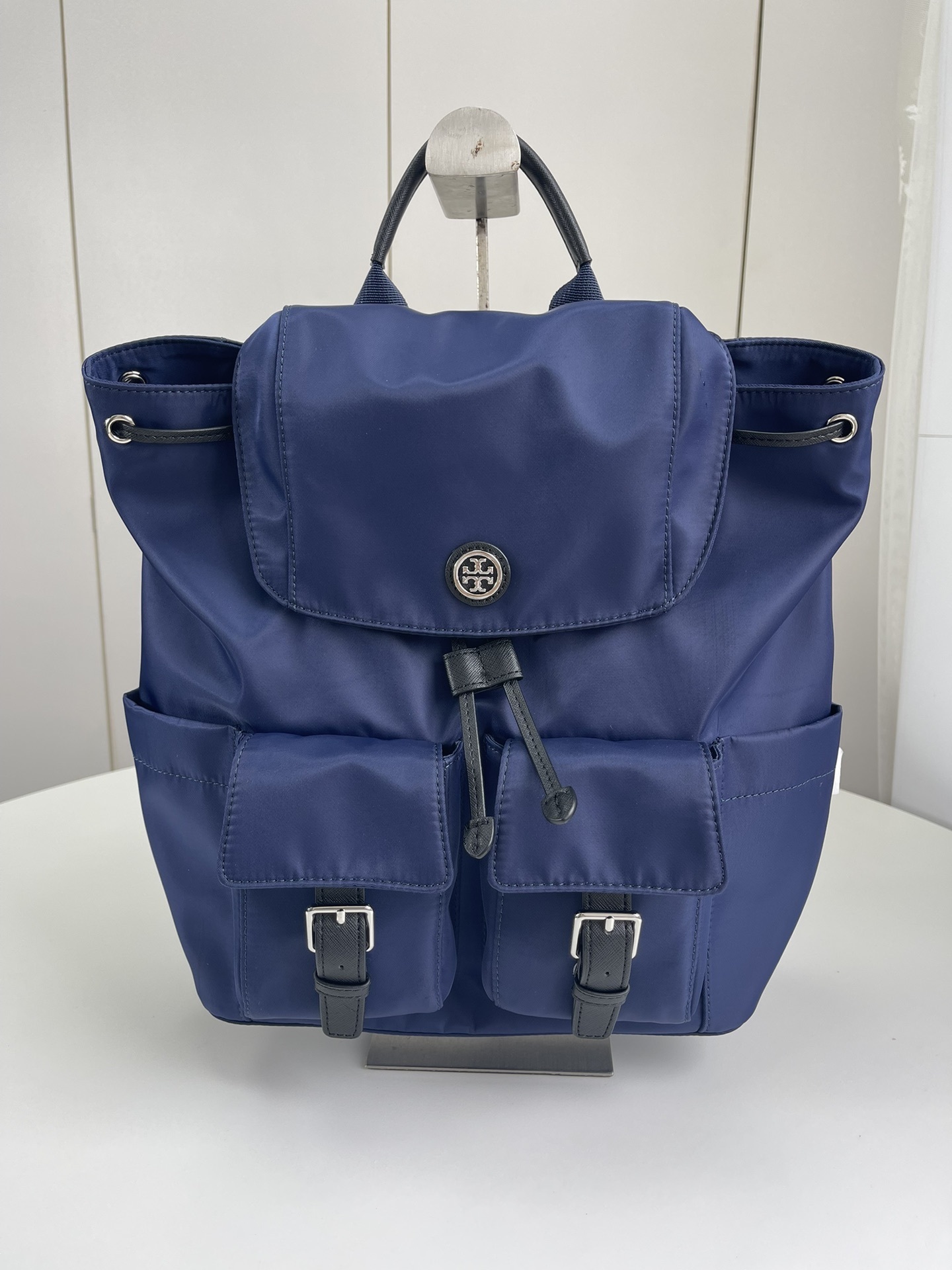Tory Burch Nylon Flap Backpack Blue