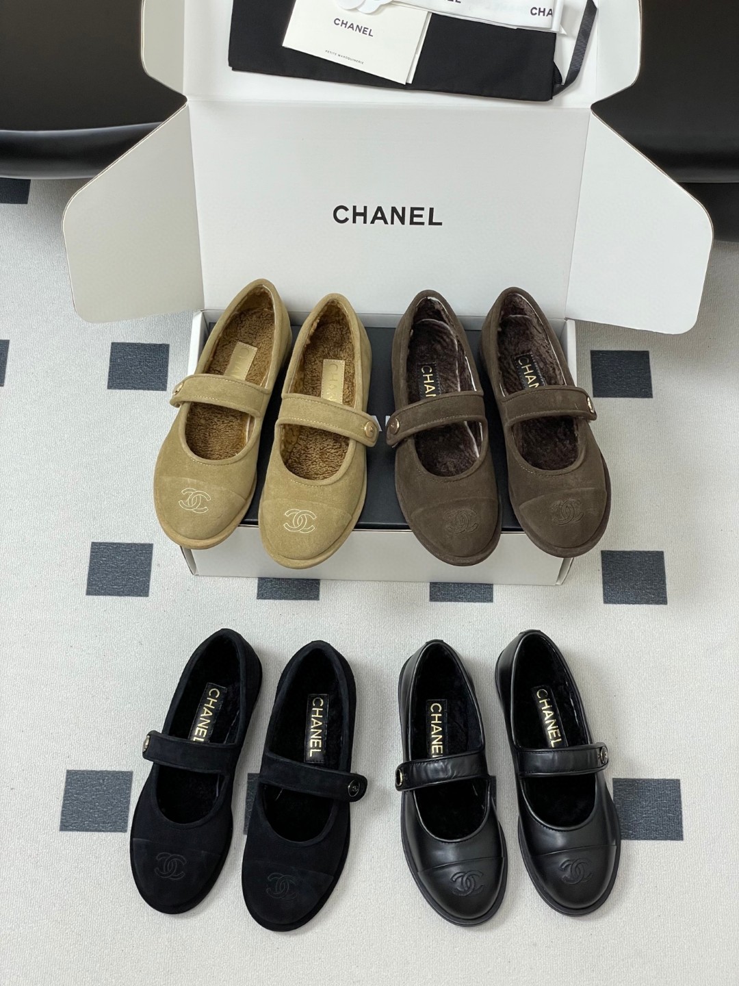 CHANEL Beige Suede Ballet Flats all colors womens