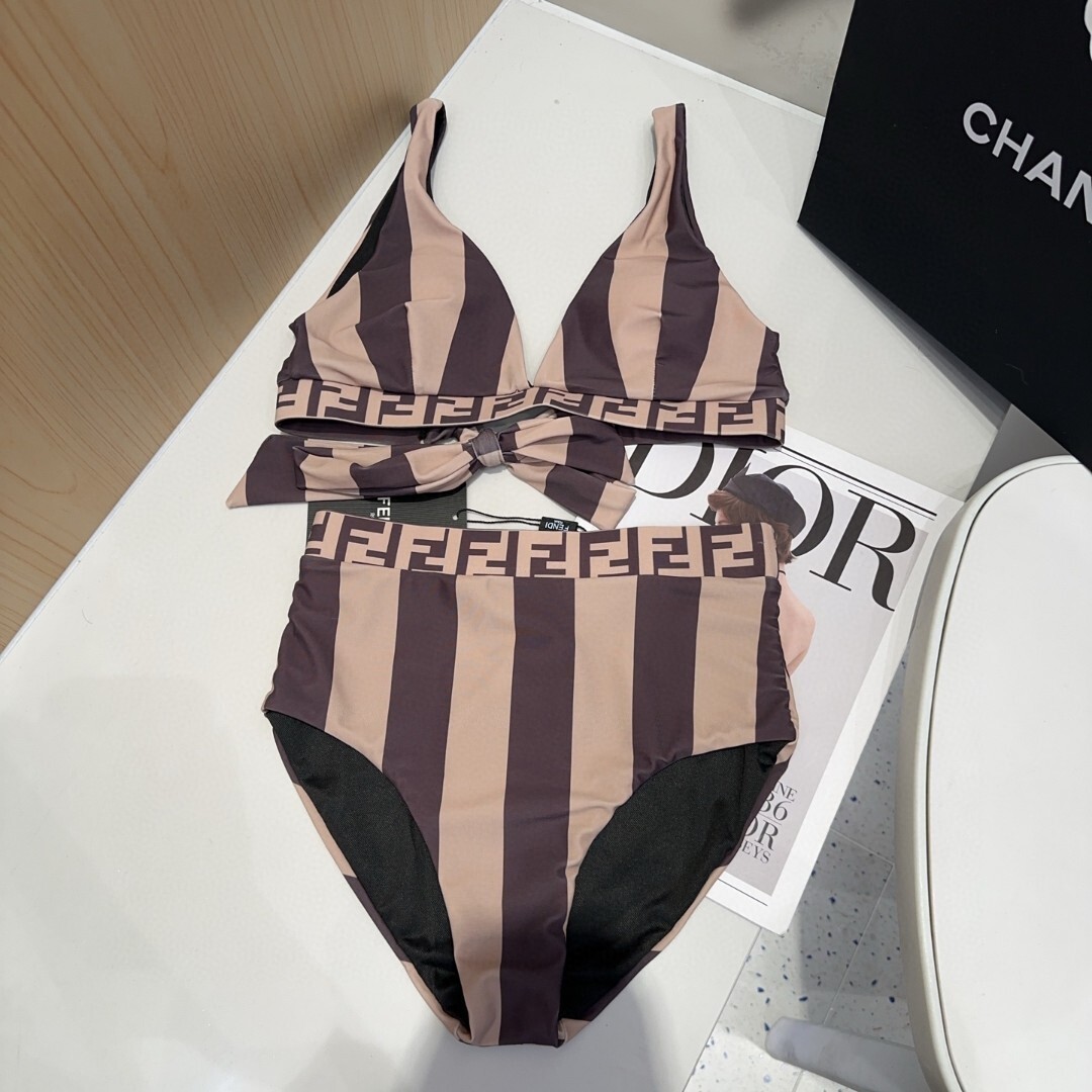 Fendi Brown Logo Bikini for Women