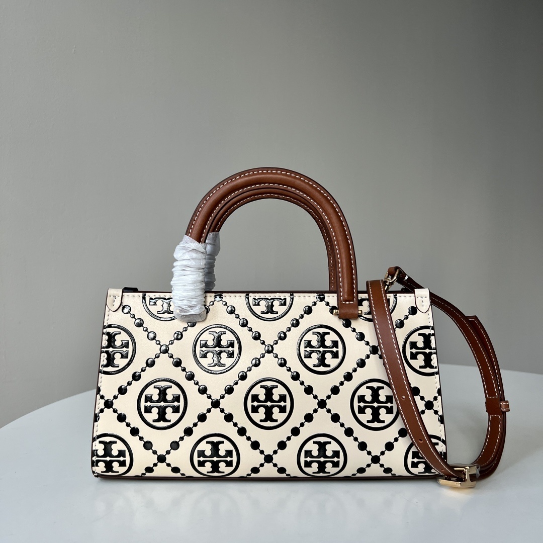 Tory Burch T Monogram Contrast Embossed Top-Handle Tote Bag