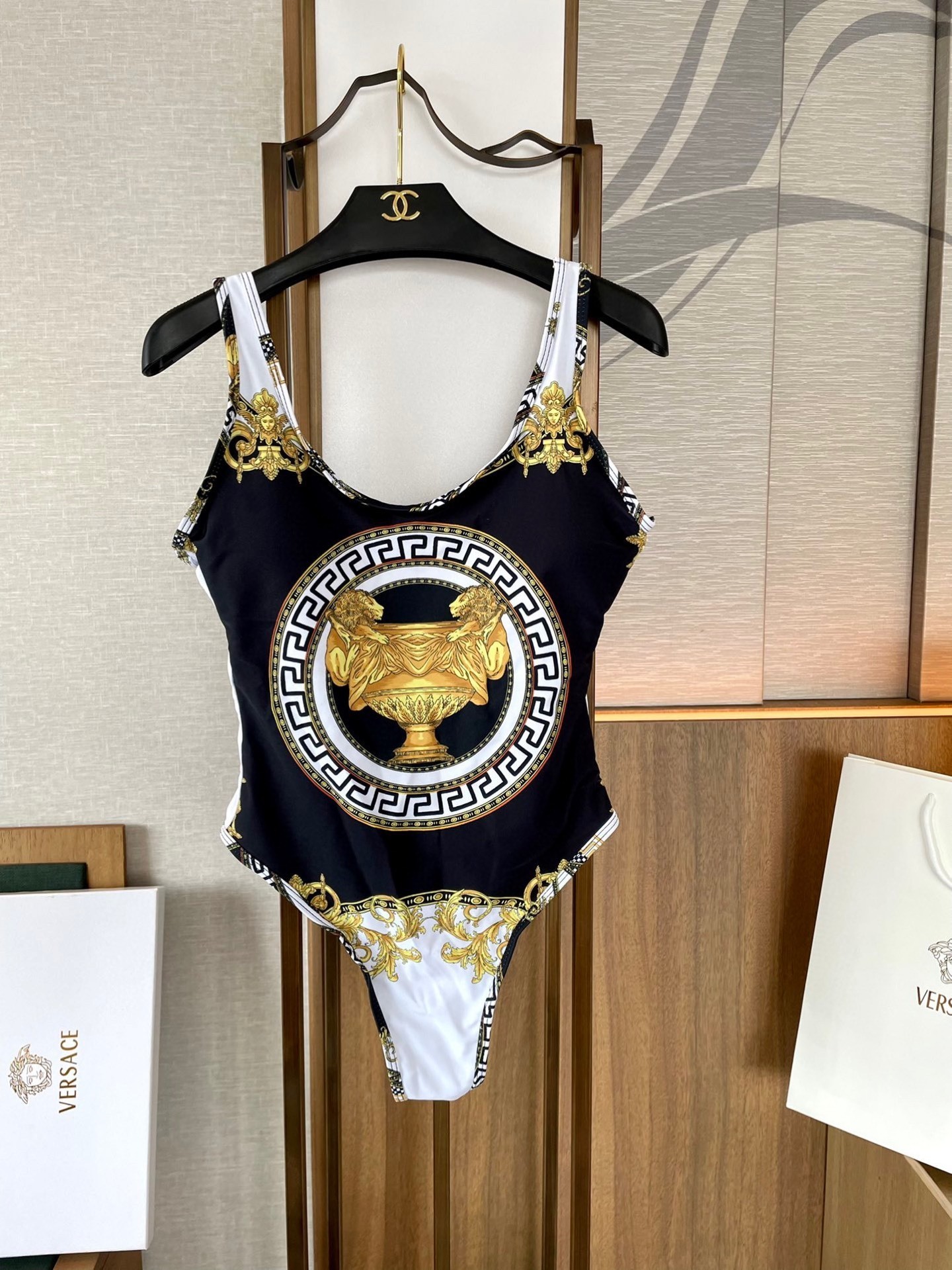 Versace Greca halterneck swimsuit