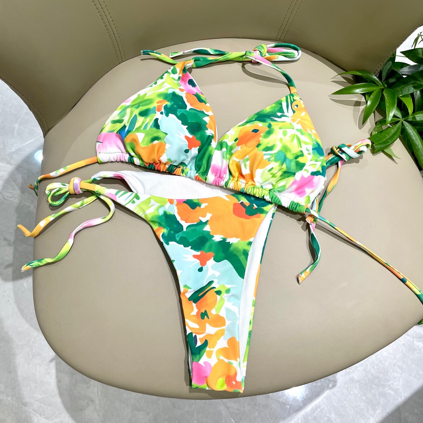 Casablanca Floral Print Triangle Bikini Set For Summer