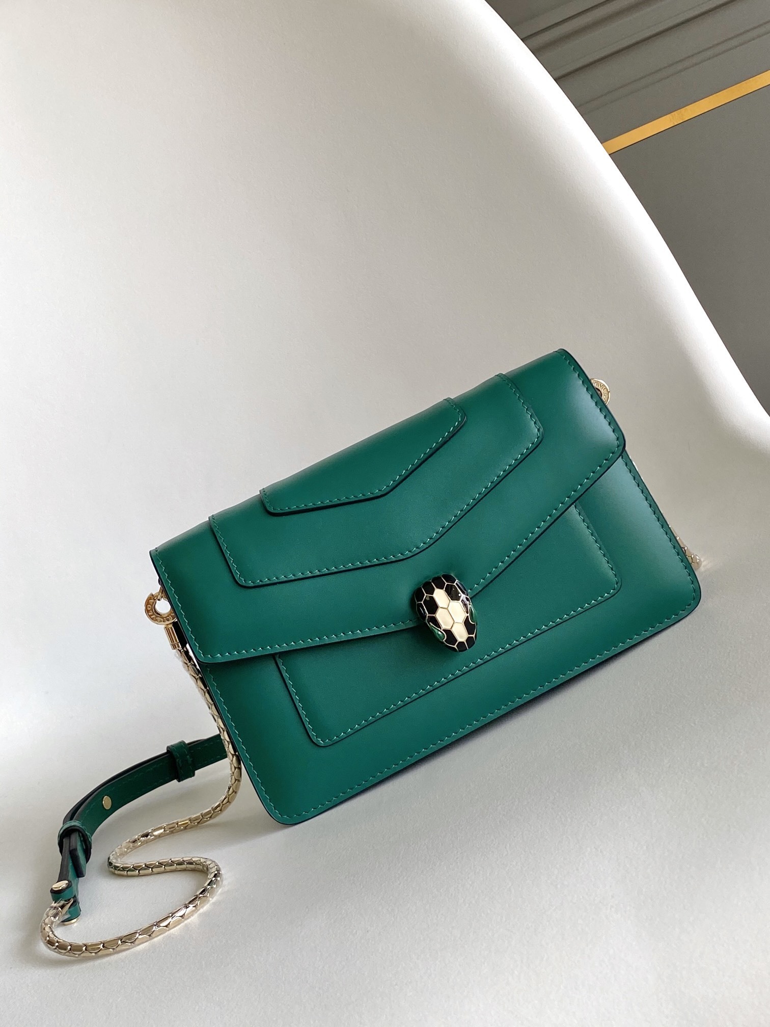 Bvlgari Green Calf leather Serpenti Forever Shoulder Bag