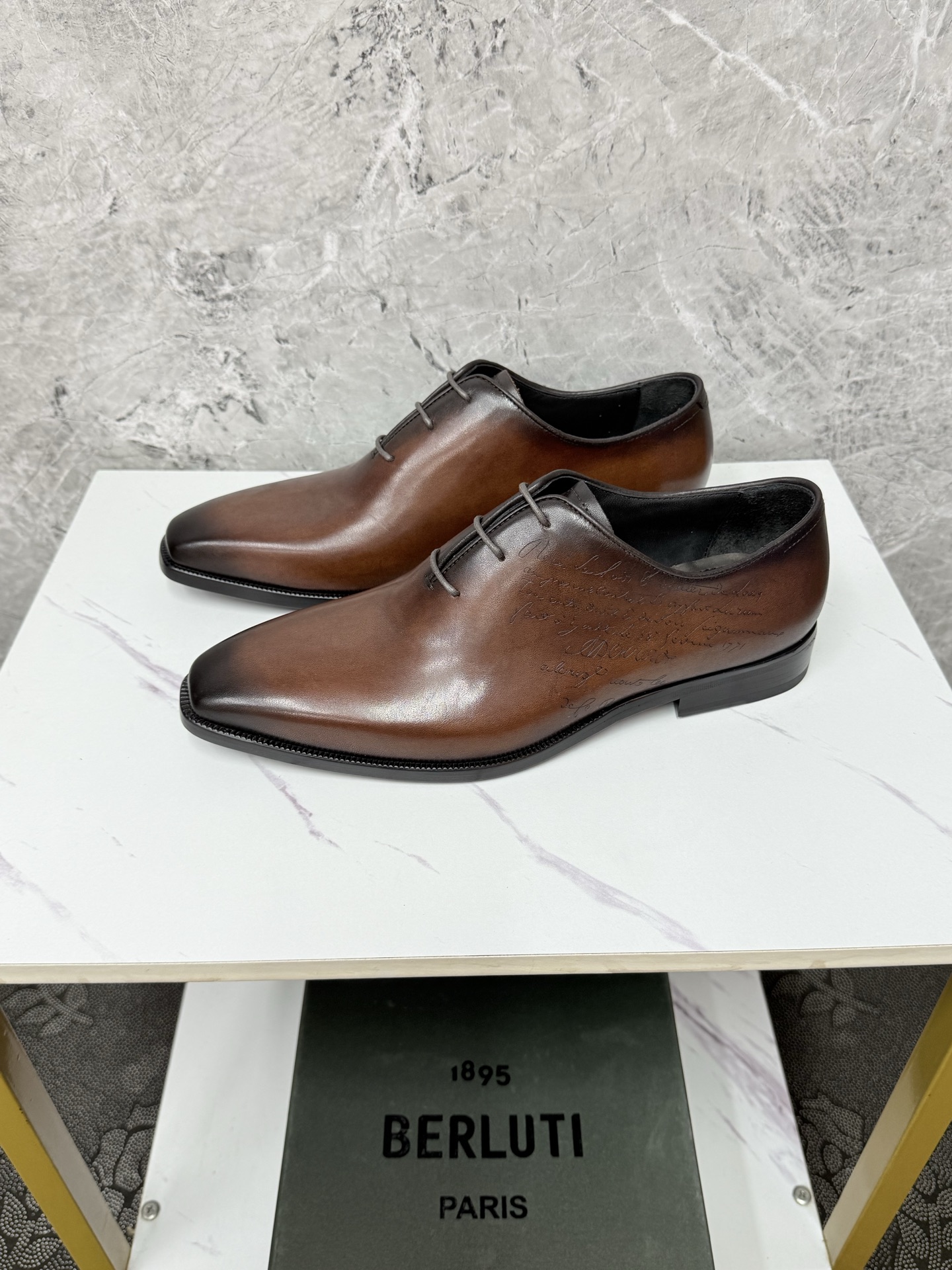 Berluti Alessandro Galet ScrittoLeather Oxford Brown