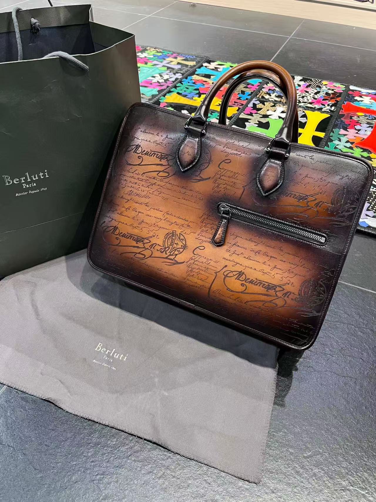 Berluti Un Jour Mini Scritto Leather Briefcase all colors 40x28cm