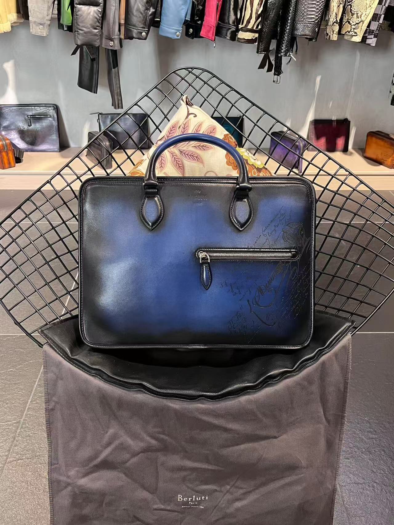 Berluti Un Jour Mini Scritto Leather Briefcase all colors 40x28cm