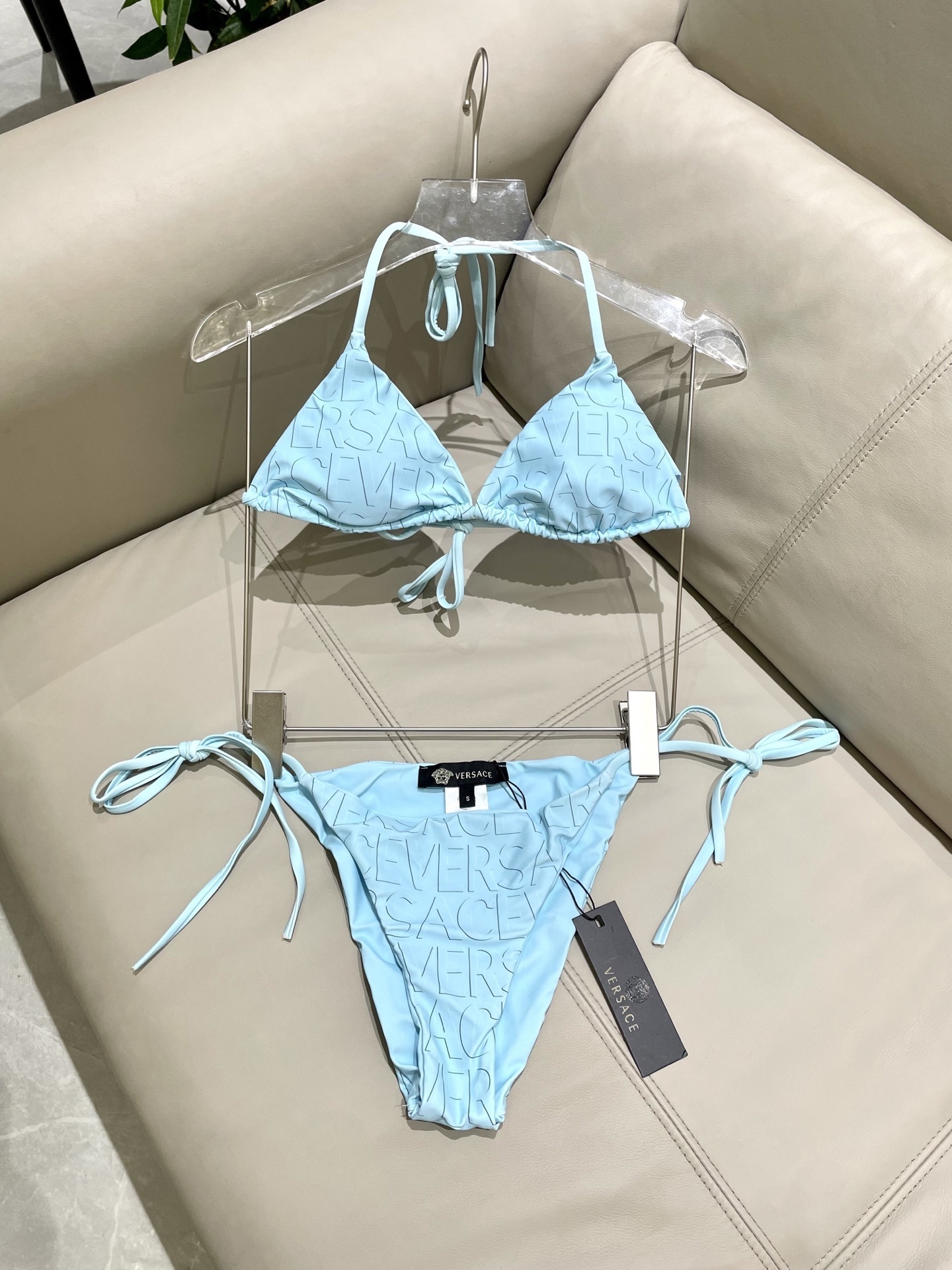 Versace x Dua Lipa logo terry bikini bottoms