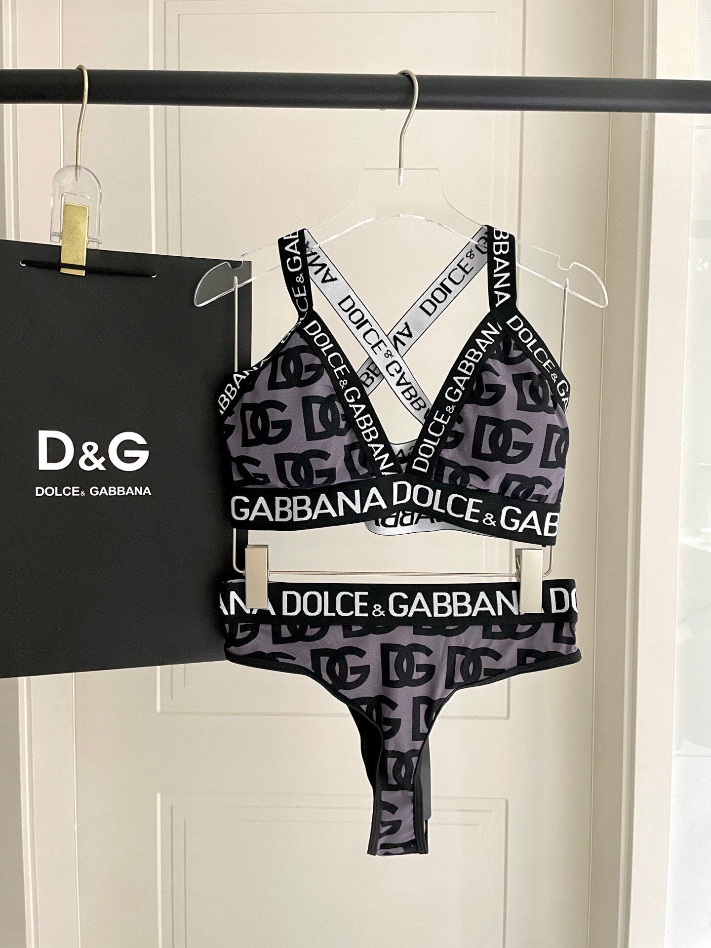Dolce&Gabbana Graffiti-Print Neoprene Triangle Bralette