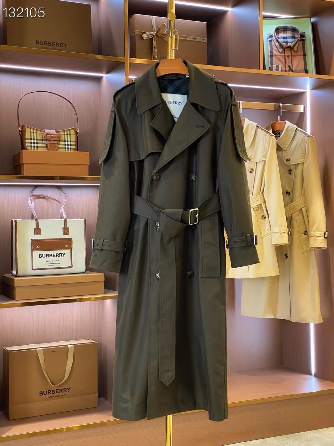 Burberry Long Gabardine Chestwood Trench Mens Coat All colors