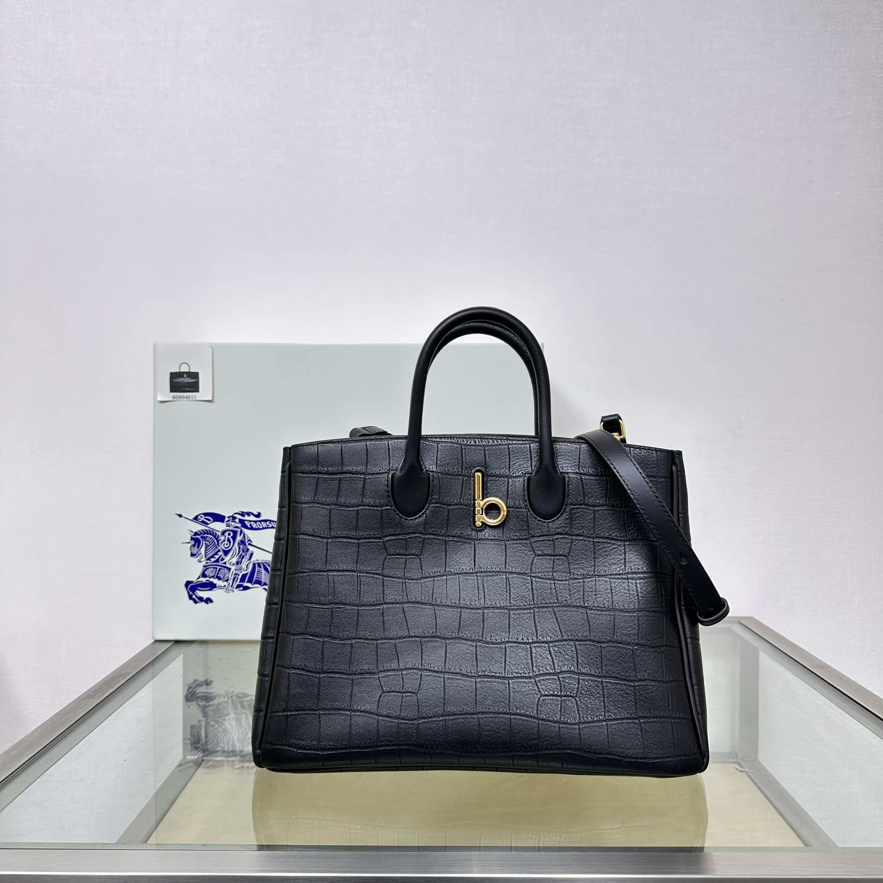 Burberry Rocking Horse Medium leather tote bag Black