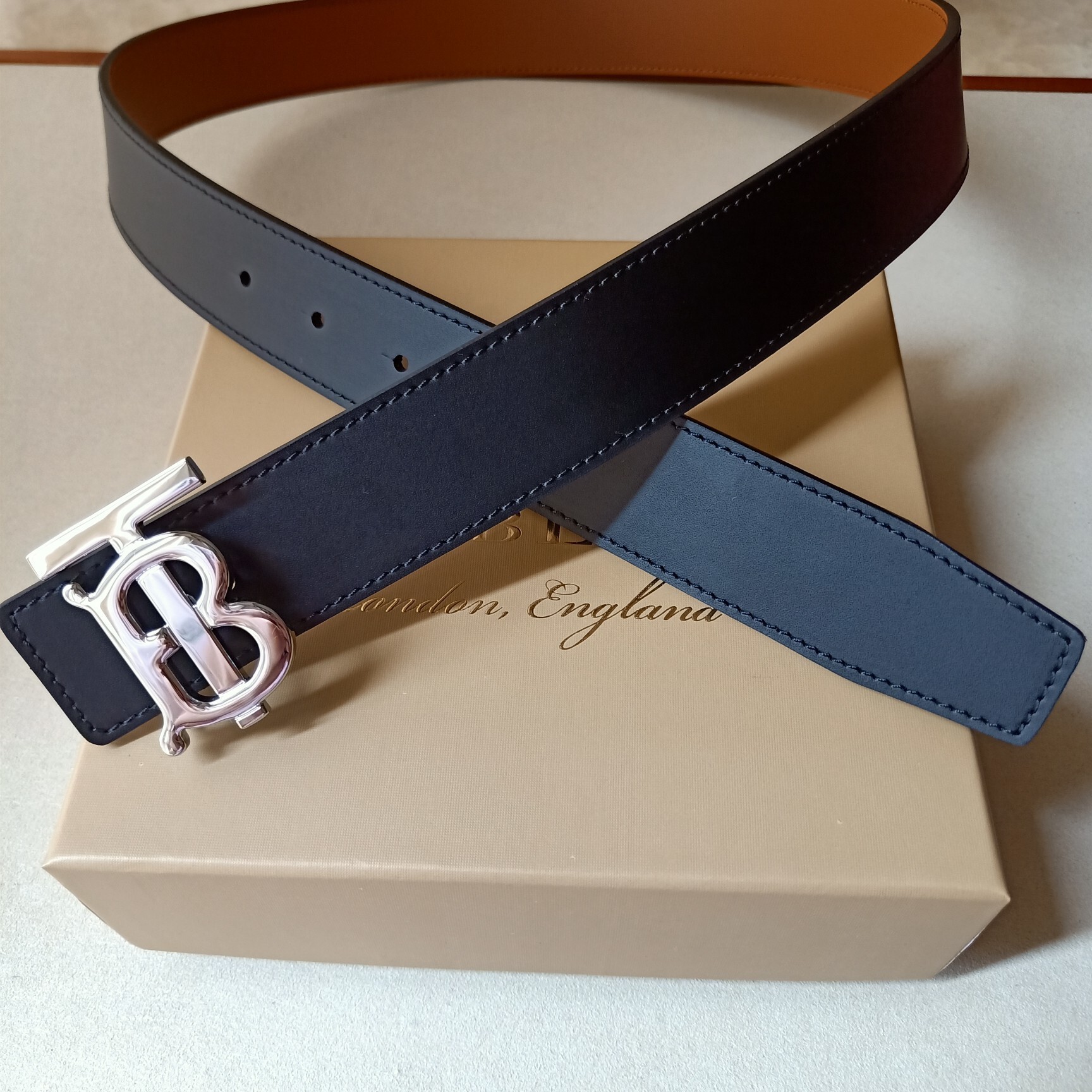 Burrberry Monogram Motif Leather Belt