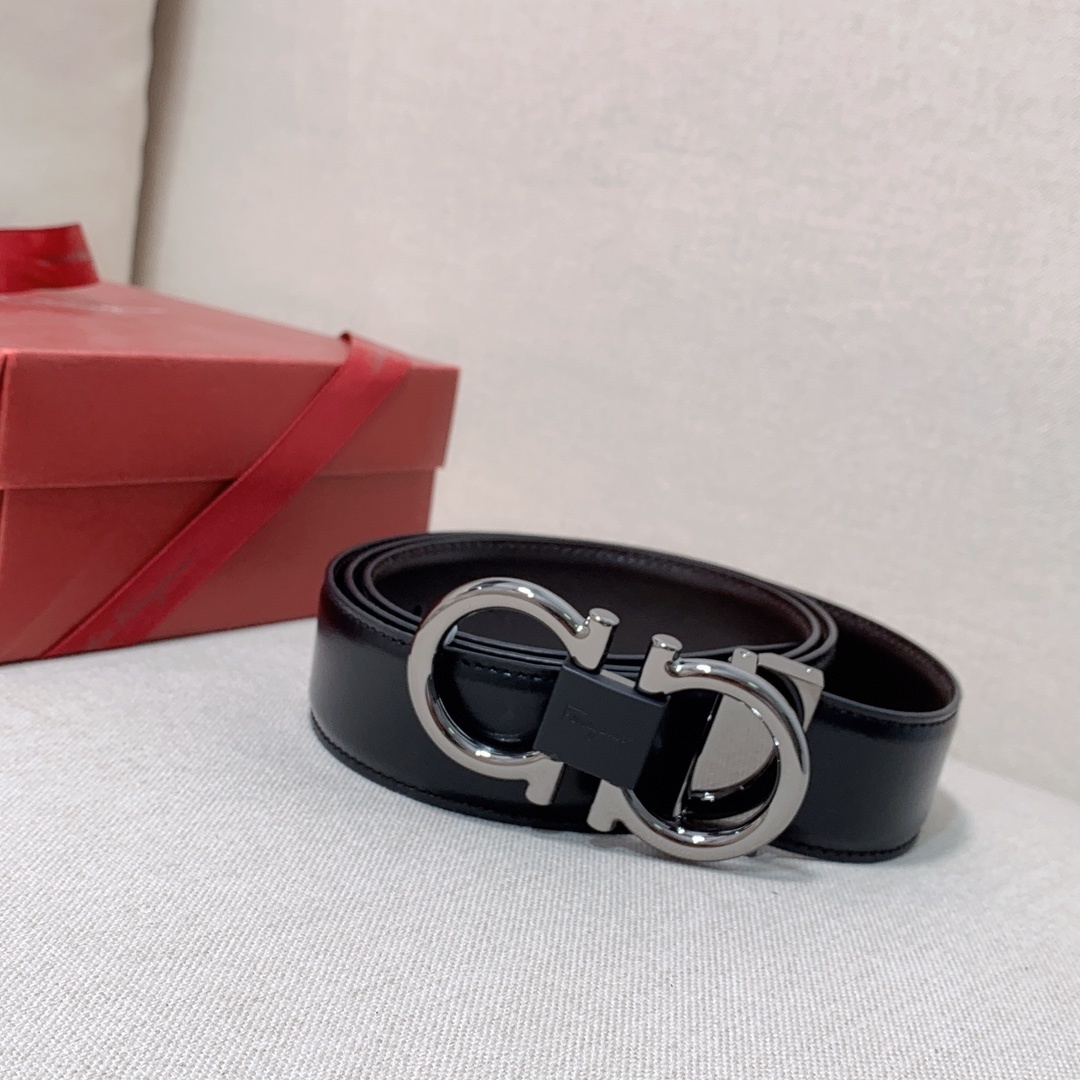 Ferragamo Adjustable Gancini Belt Black