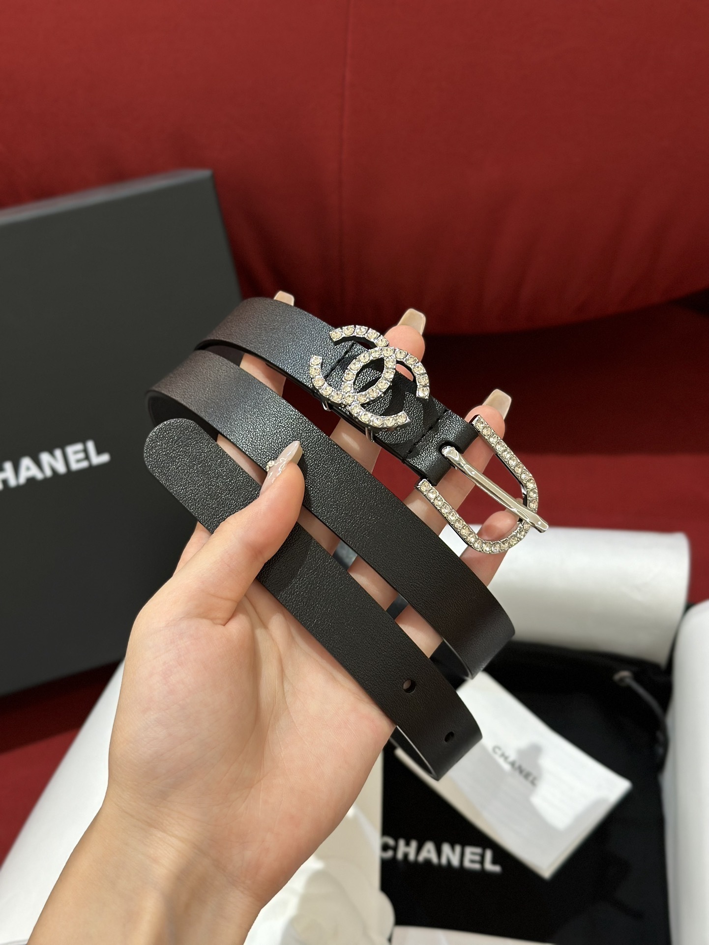 Chanel Logo Belt Black