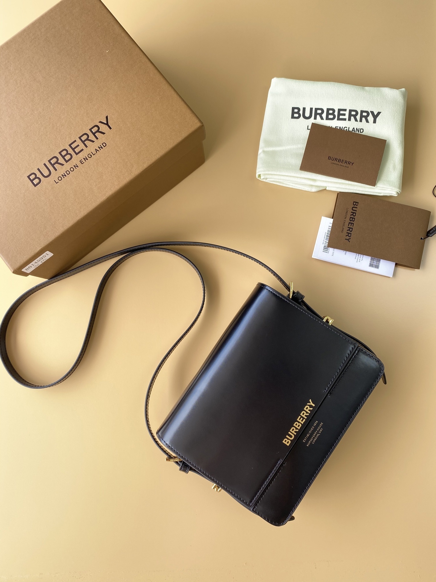 Burberry Black Smooth Leather Small Grace Crossbody Bag