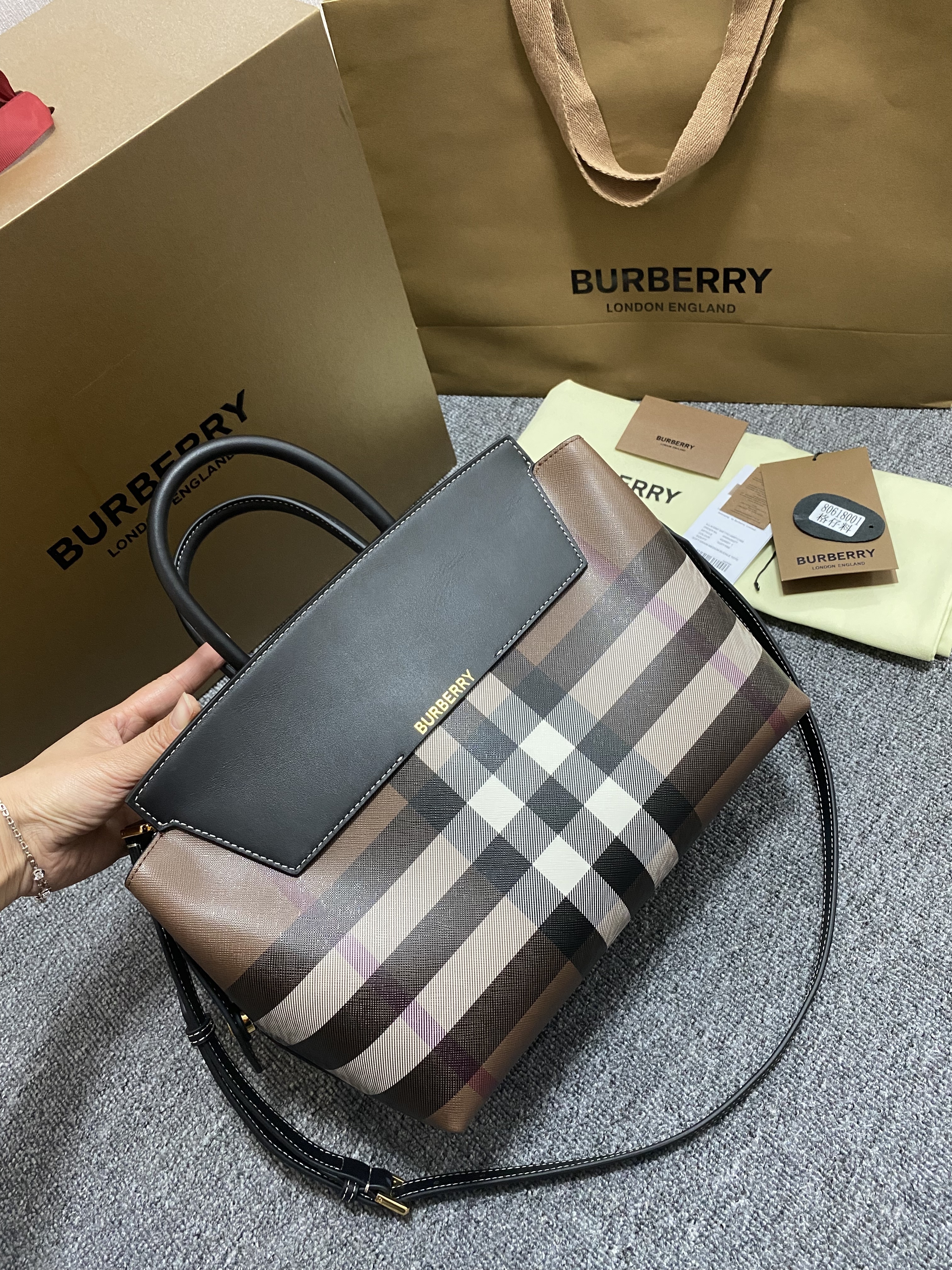Burberry Catherine Vintage Check Coated Canvas Shoulder Bag