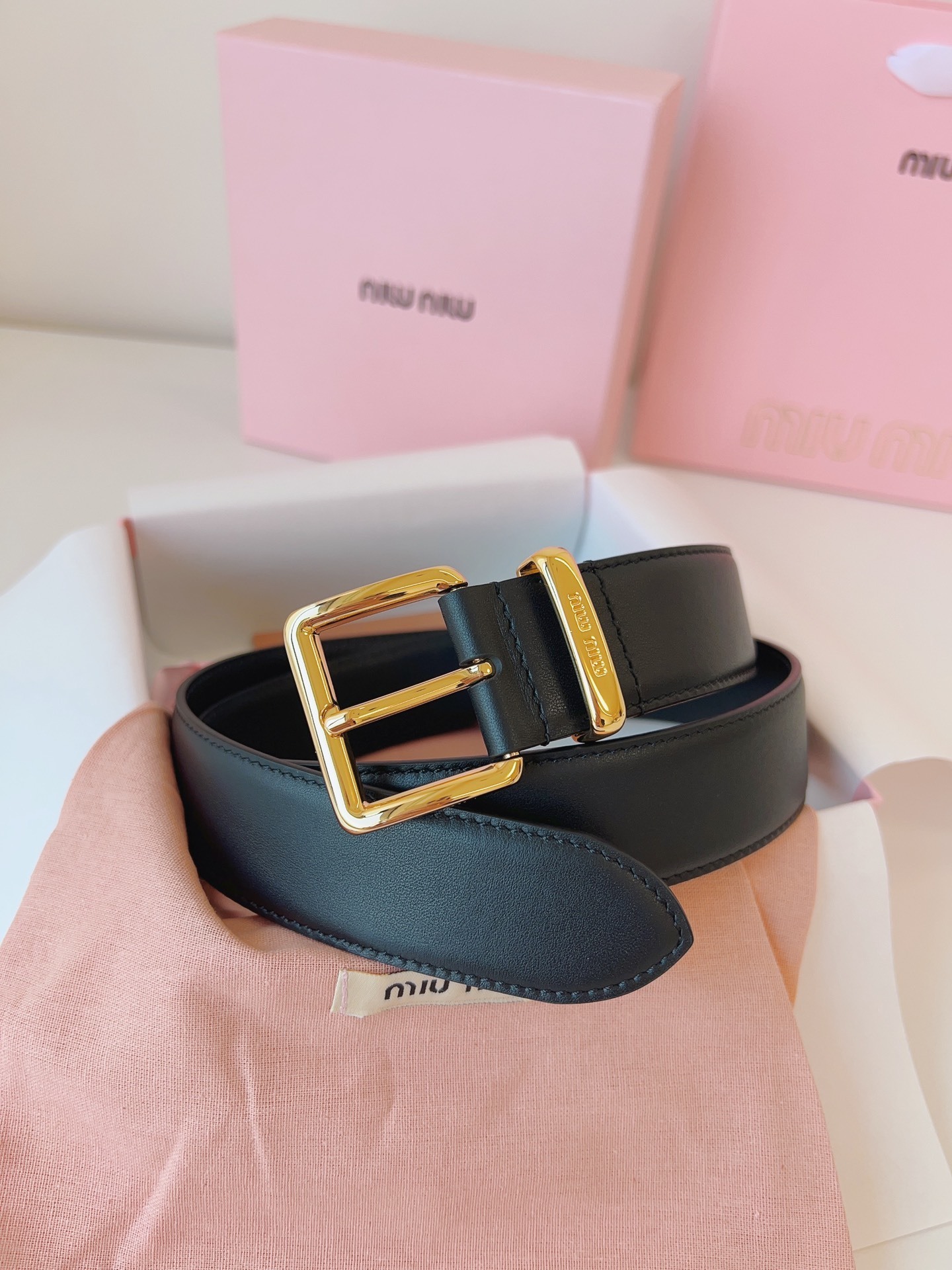 Miu Miu Reversible Men Belt Black