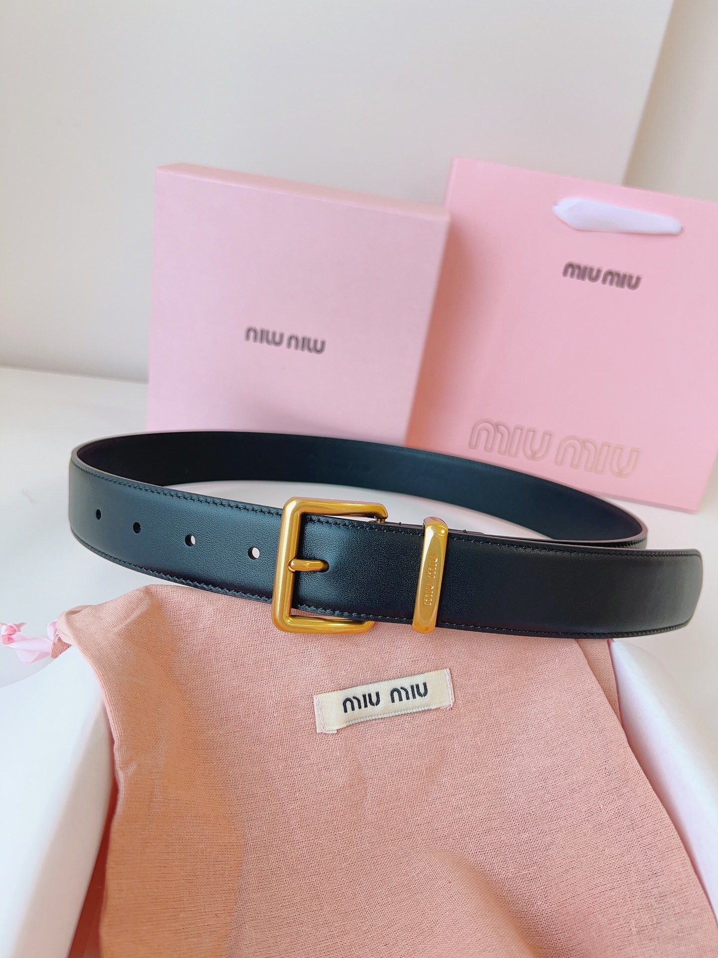 Miu Miu Reversible Men Belt Black