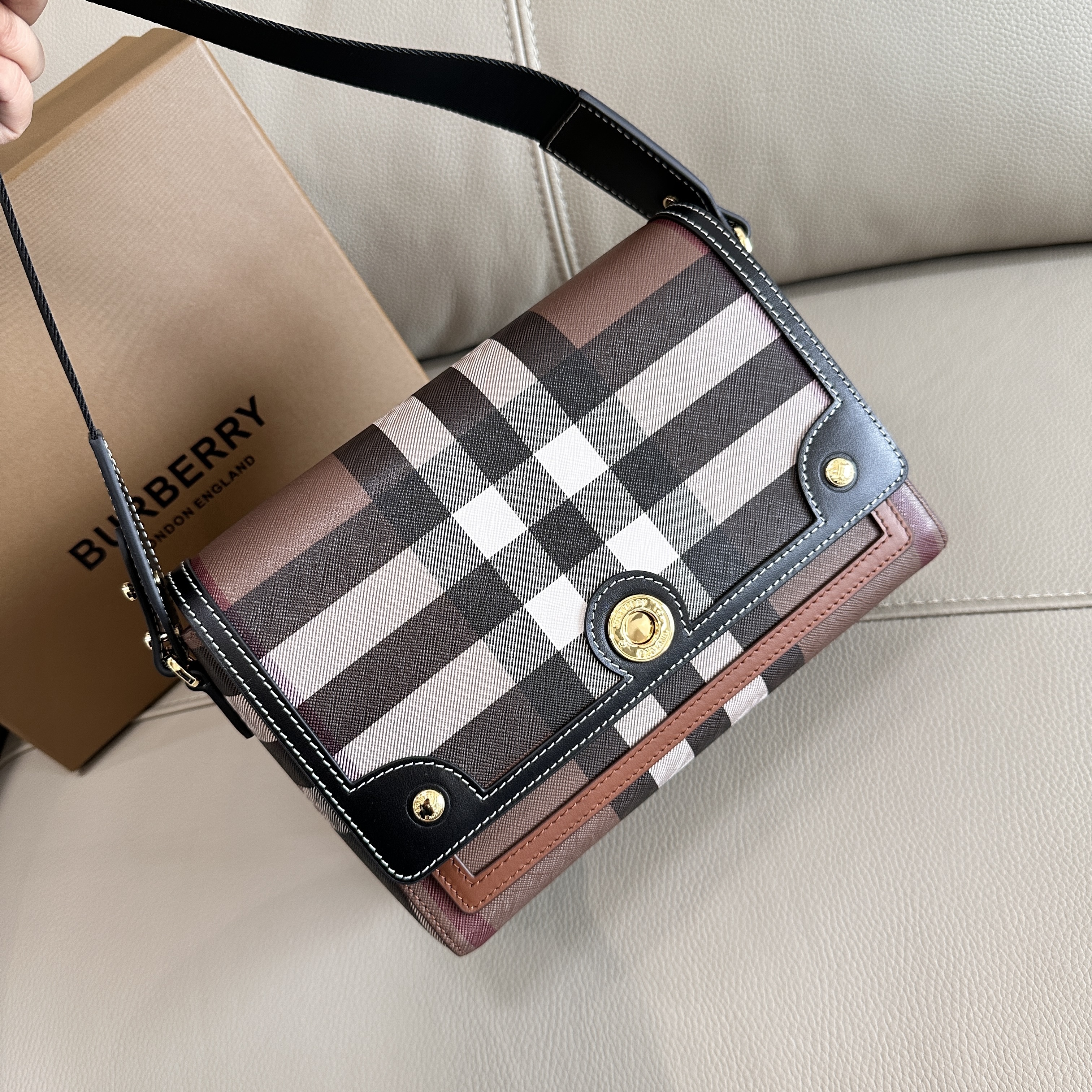Burberry Check Shoulder Bag Brown