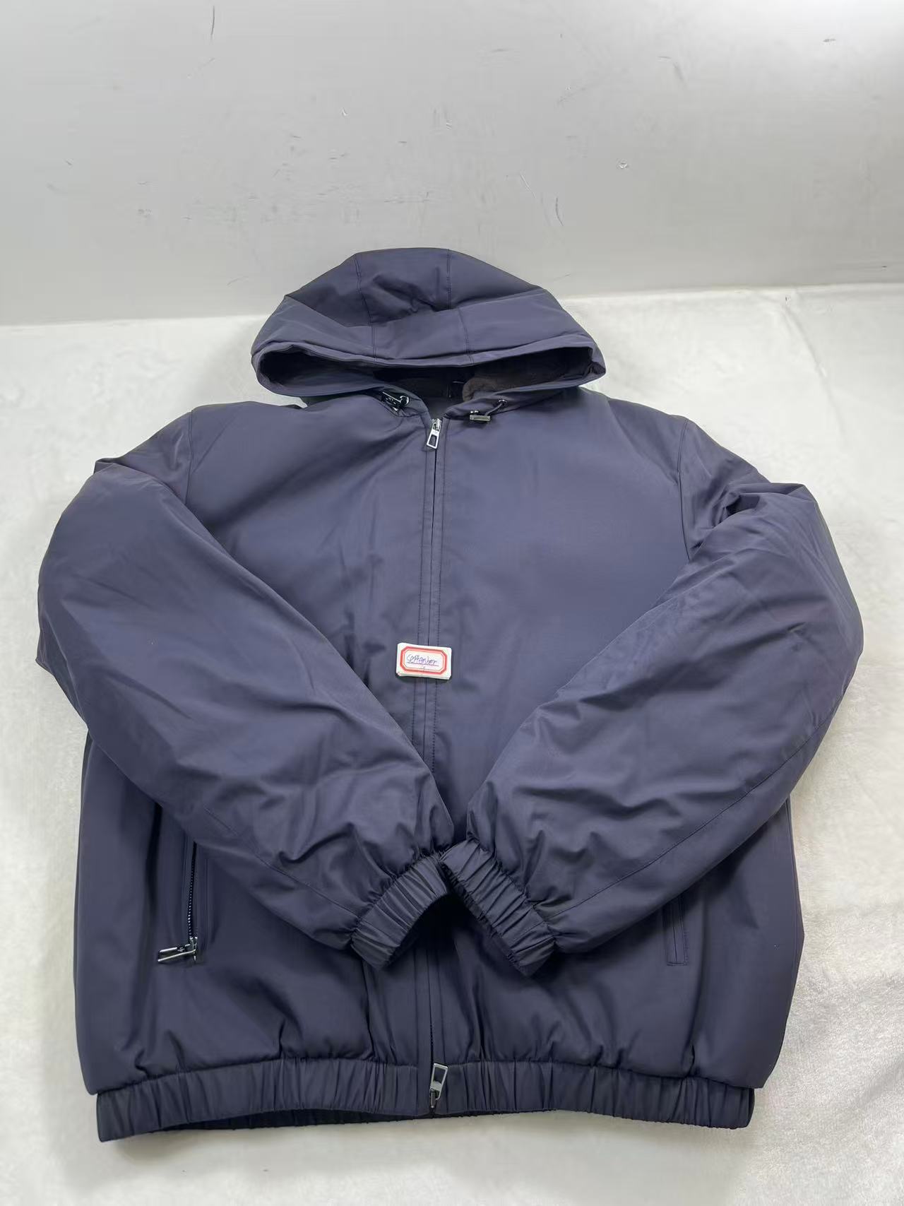 Loro Piana Men's Windfur Stretch Bomber Hood Navy Blue