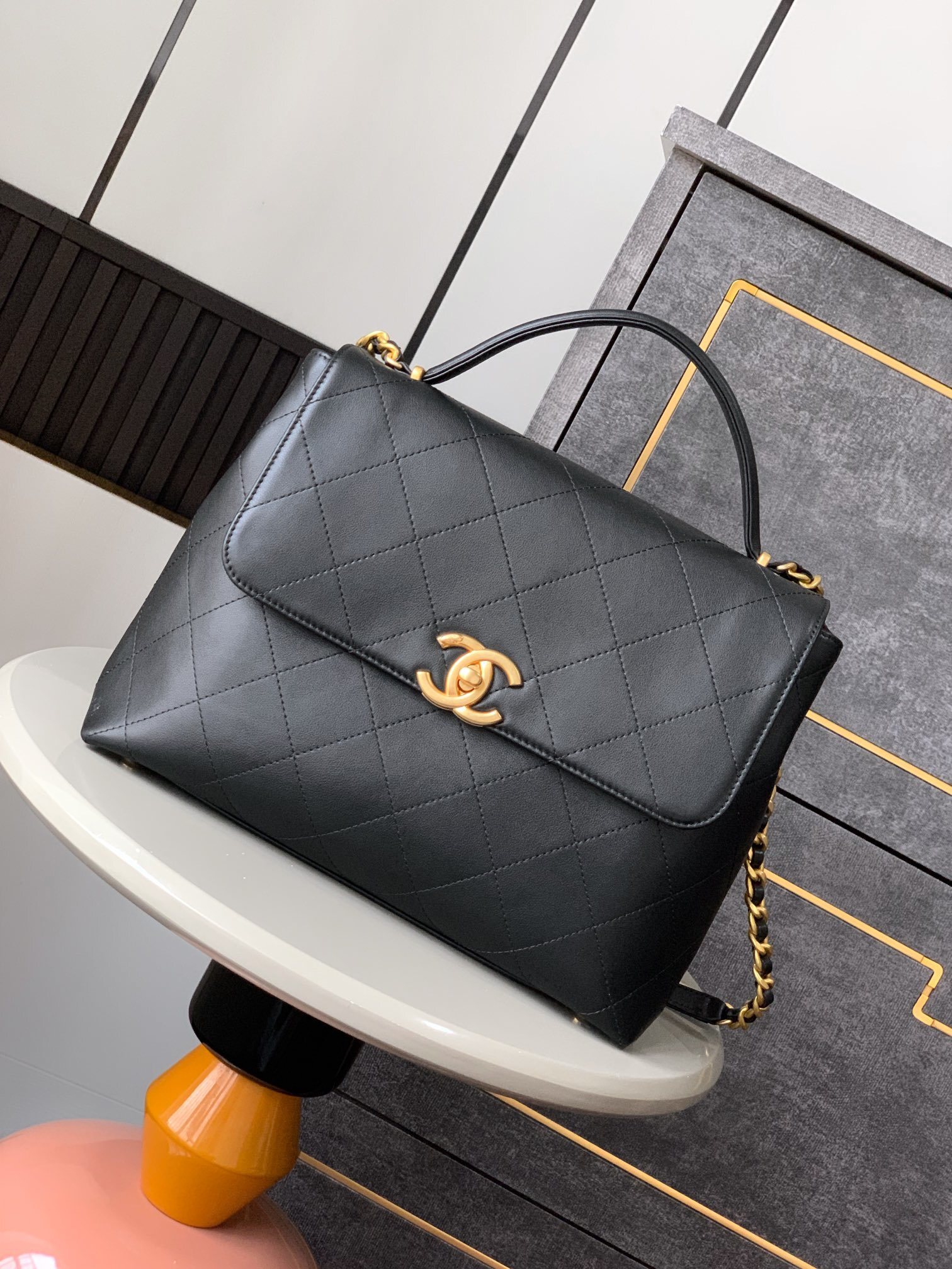 Chanel 5 Luxury Black and Gold Bags