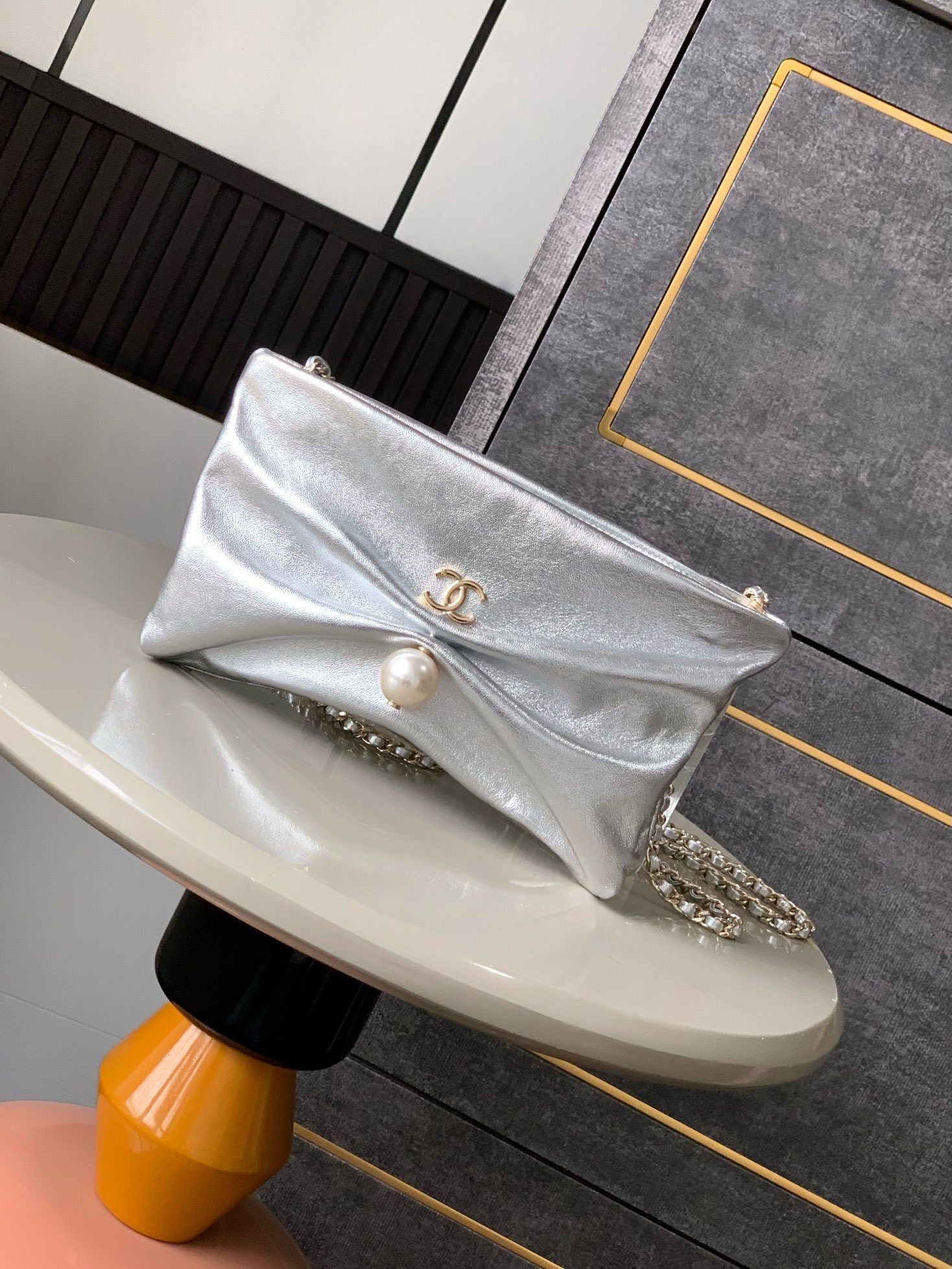 Chanel Classic Clutch Bag Silver