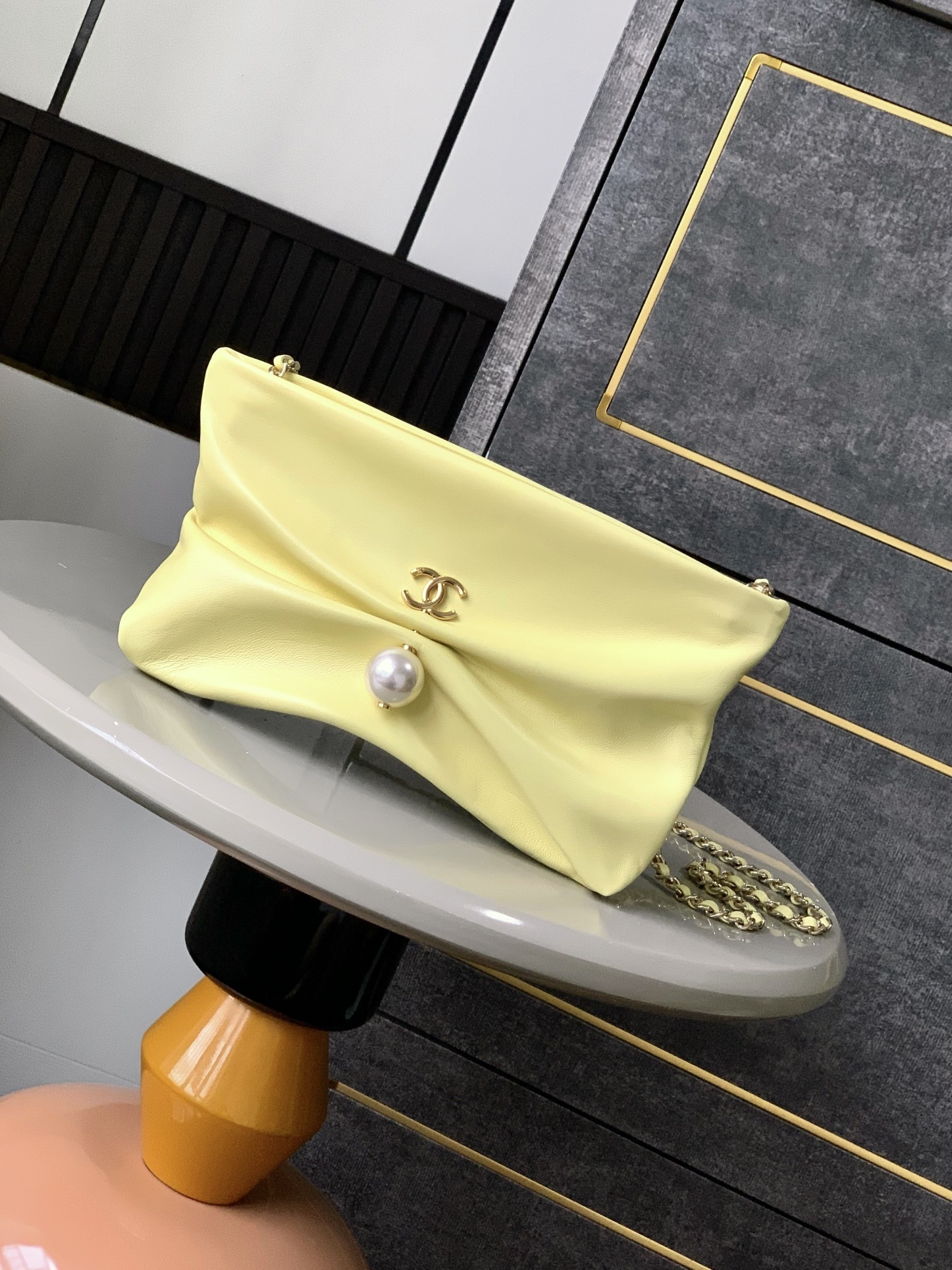 Chanel Classic Clutch Bag Yellow