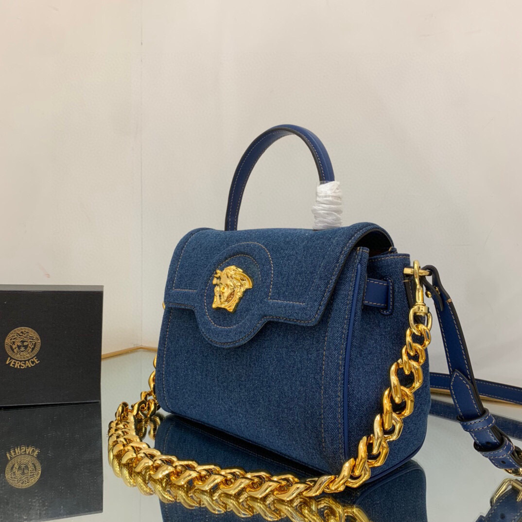 Versace Medium Le Medusa Top Handle Bag Blue