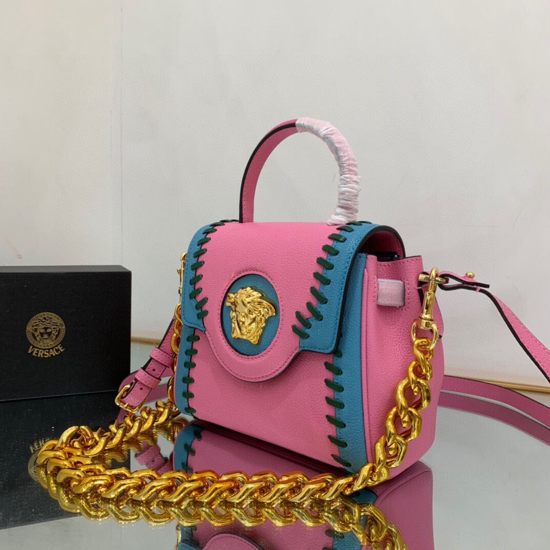 Versace Leather Top Handle Bag - Pink Handle