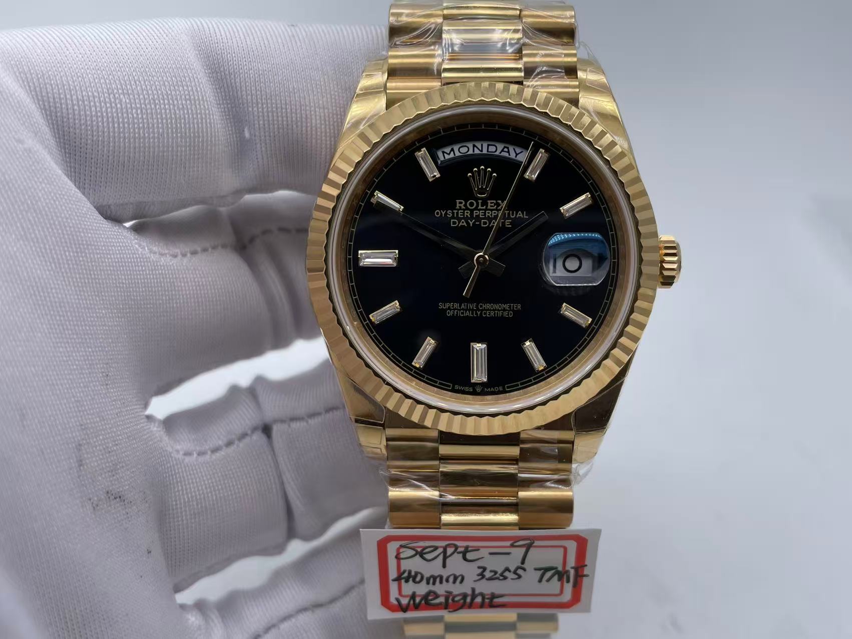 RDD0362A - DayDate 40mm 904L Flt Wt YG/YG YG/B.Dia TMF SH3255 $628