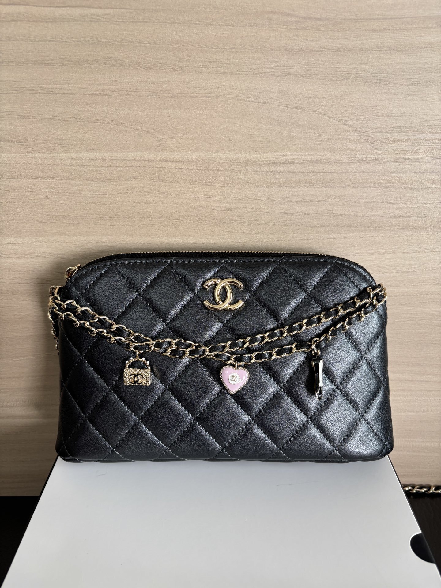 Chanel Caviar Quilted Classic Black Clutch bag with Chain