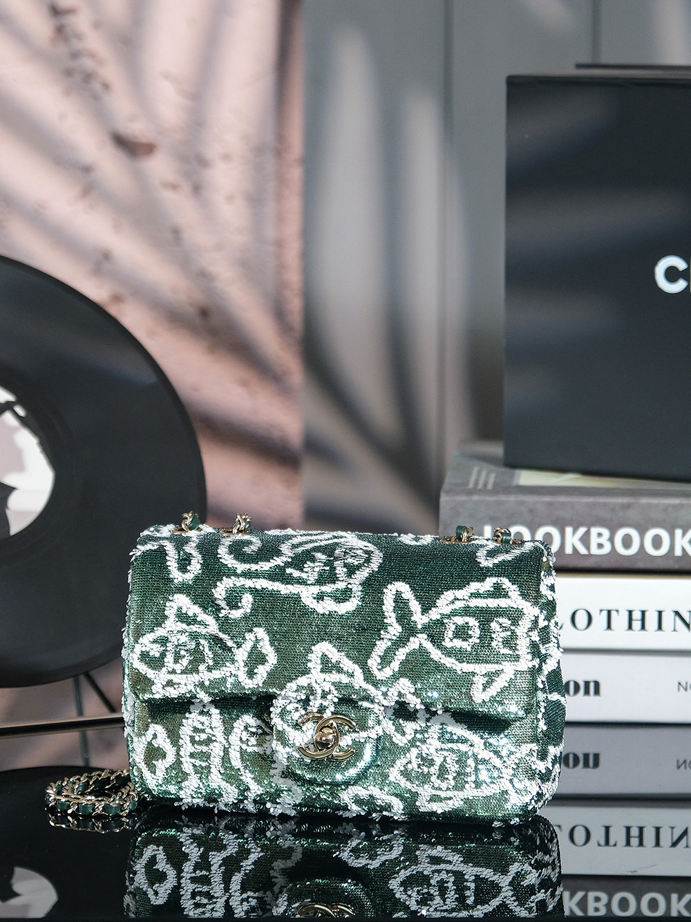 Chanel Sequin Flap Bag green