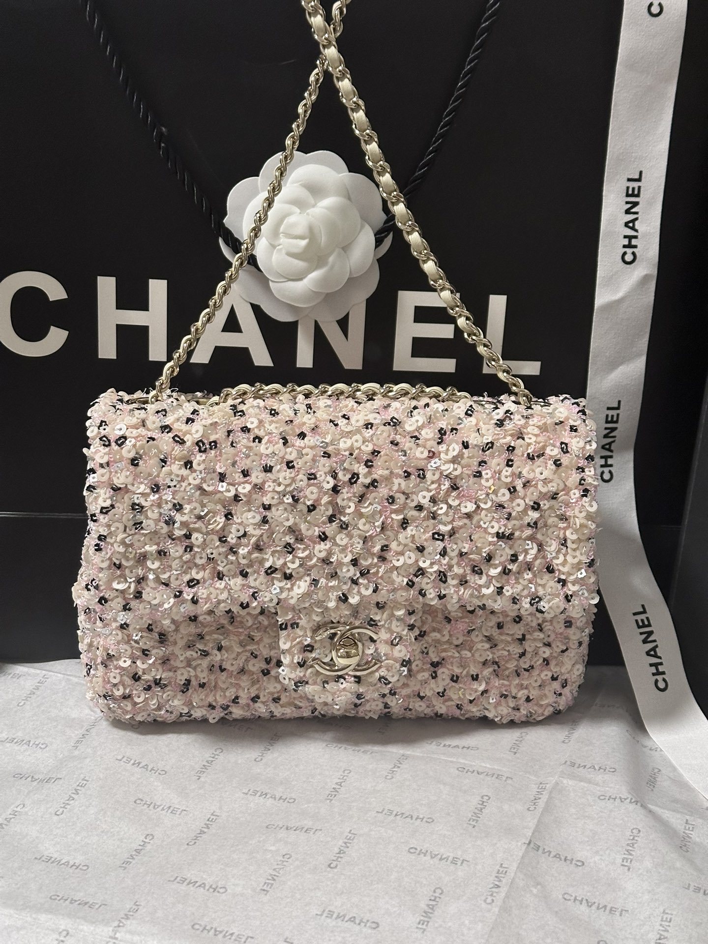 Chanel Mini Rectangle Sequin Flap Bag