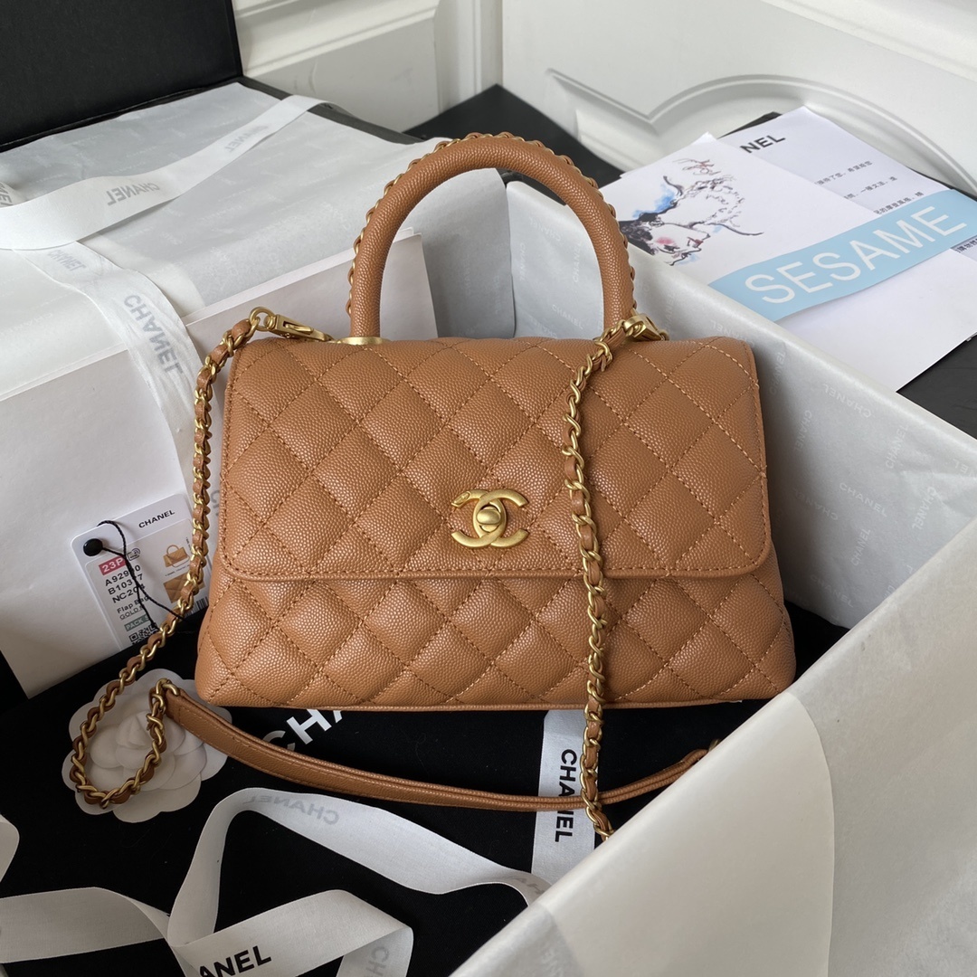 Chanel Coco Top Handle Bag Brown