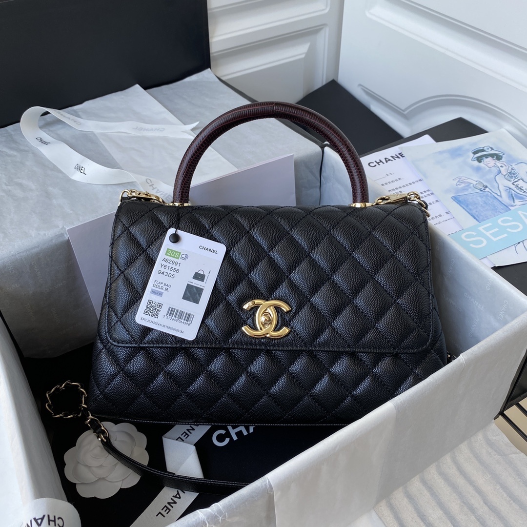 Chanel Medium Coco Top Handle Handbag Black