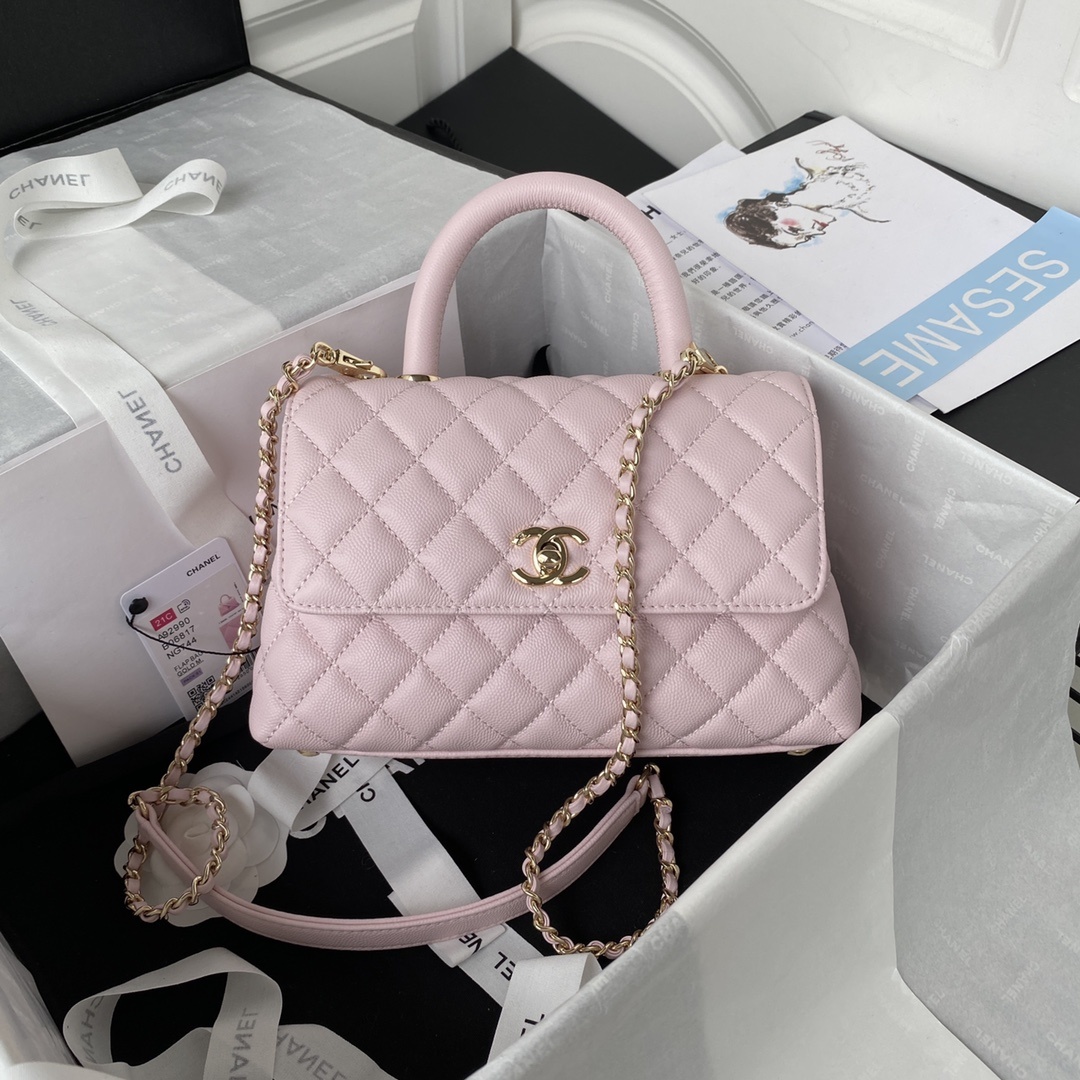 Chanel Medium Coco Top Handle Flap handbag Pink