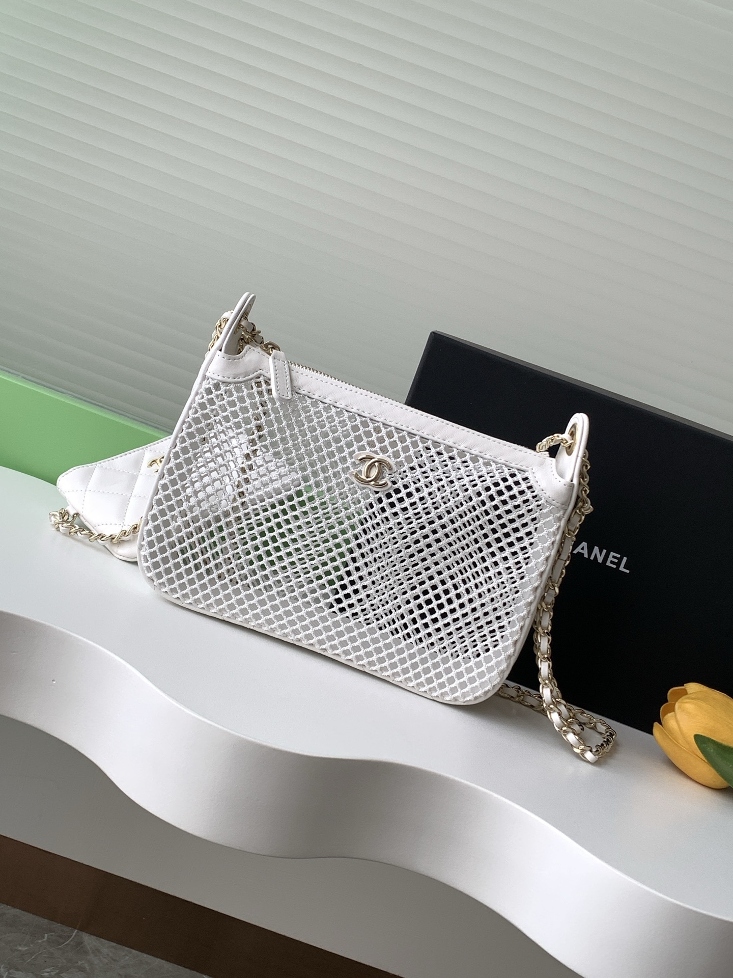 Chanel Classic Clutch Chain White