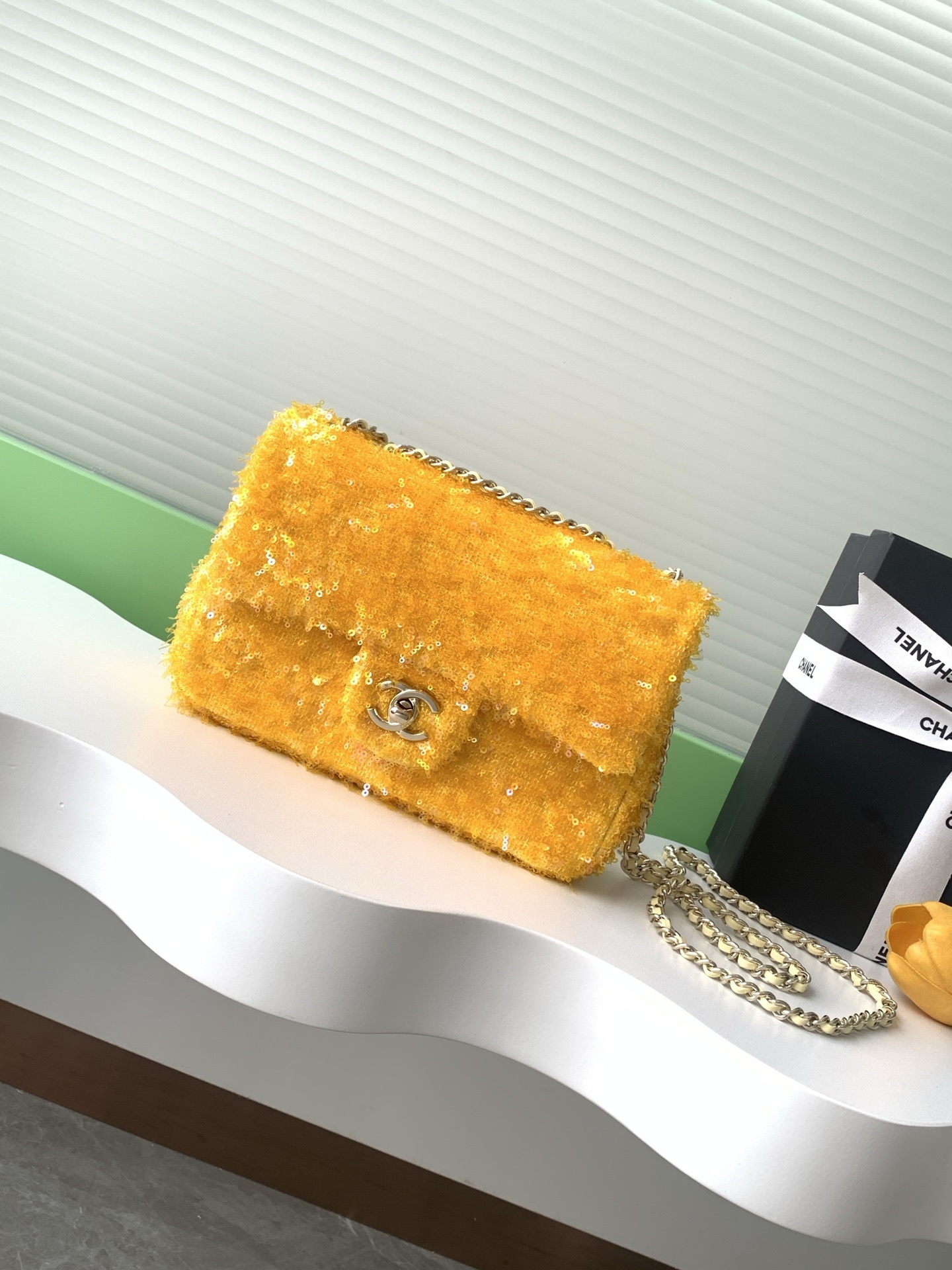 CHANEL-SEQUINS BAG WOMEN yellow