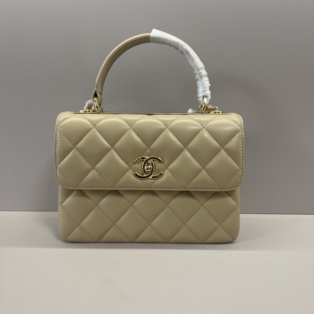 Chanel Classic Flap Tophandle Shoulder Bag Beige