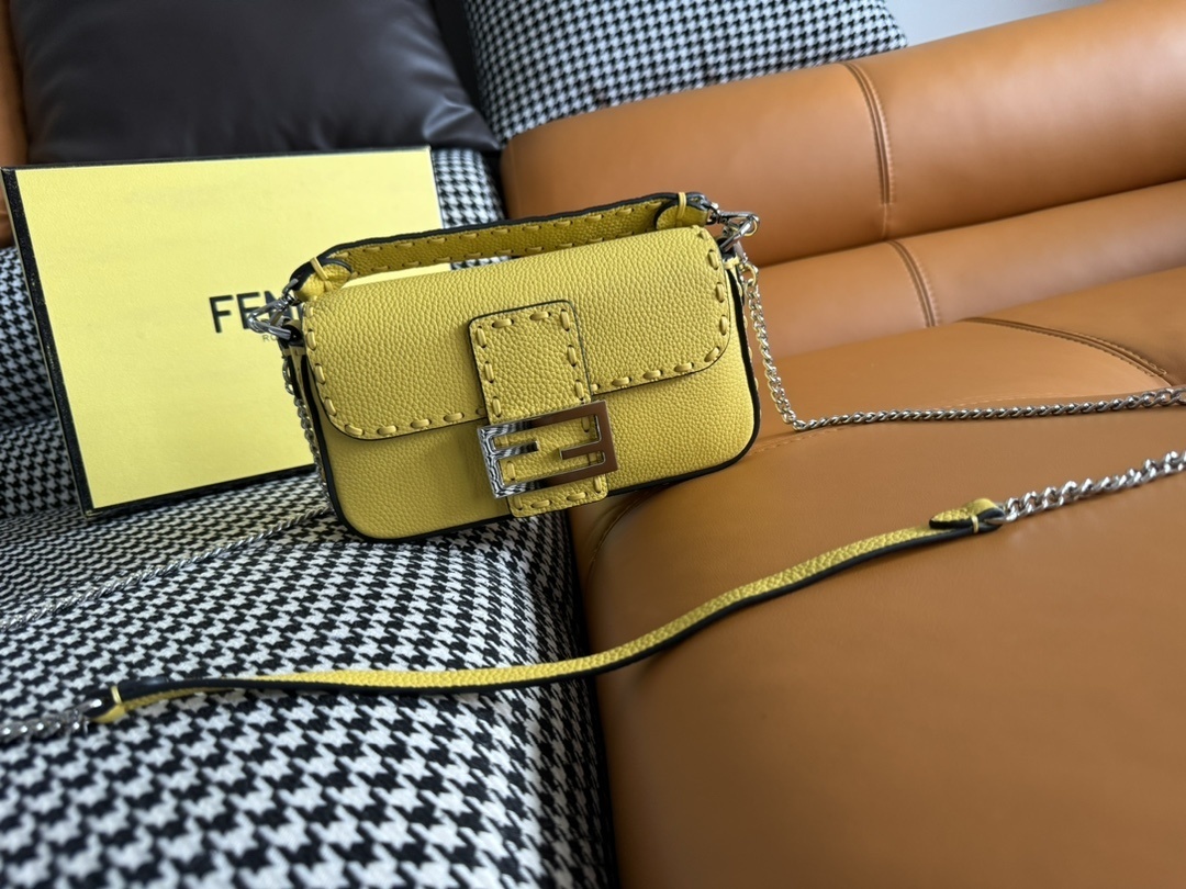 Fendi Baguette Mini Selleria bag Acid yellow