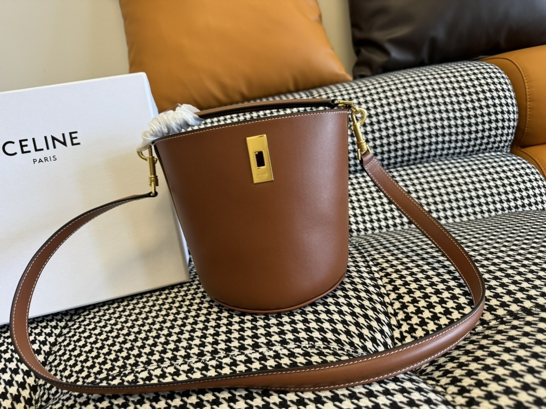 Celine Teen Bucket 16 Soft in Smooth Calfskin Leather Brown