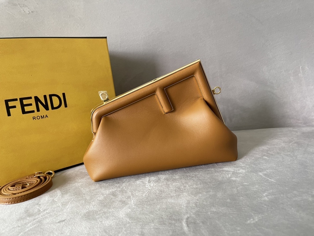 Fendi Medium First Clutch Bag Brown