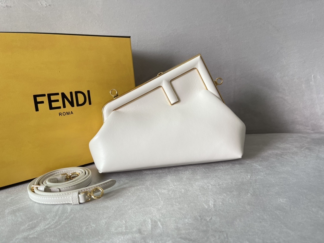 Fendi Medium First Clutch Bag White